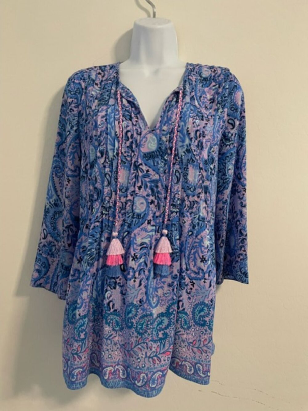 Lilly Pulitzer Marilina Tunic Top Womens Small lavender/blue EUC